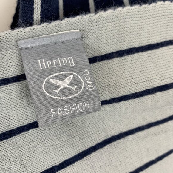 Hering Fashion Navy White Striped Knit Shawl Scarf Wrap One Size - Picture 3 of 3